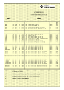 LISTA DE PRECIO CAMIONES INTERNATIONAL