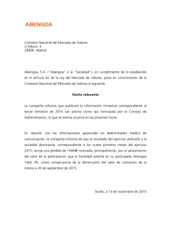 "Abengoa" o la "Sociedad"