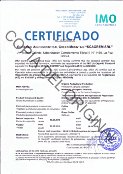 SOCIEDAD AGROINDUSTRIAL GREEN MOUNTAIN "SCAGREM