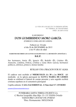 don gumersindo moro garc&iacute;a - Funeraria Santa Teresa. Asturias