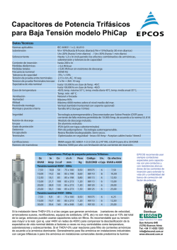 Capacitores de Potencia Trif&aacute;sicos para Baja Tensi&oacute;n
