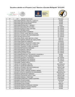 Escuelas a atender en el Proyecto Local "Atencion a Escuelas