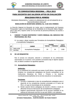 CONVOCATORIA REGIONAL PELA III 2015 ok