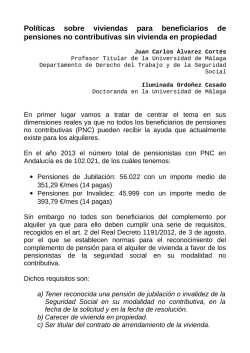 Pol&iacute;ticas sobre viviendas para beneficiarios de pensiones