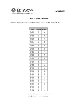 Ex&aacute;men I &ndash; Cambio de C&oacute;digo