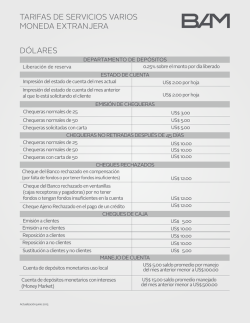 Tarifario BAM D&oacute;lares
