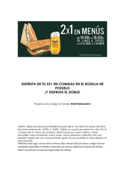 DISFRUTA DE TU 2X1 EN COMIDAS EN EL RODILLA DE