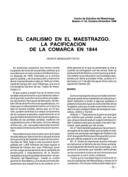 el carlismo en el maestrazgo. la pacificacion de la comarca en 1844