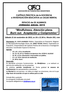 &ldquo;Mindfulness, Atenci&oacute;n plena. Burn out. Aceptaci&oacute;n y Compromiso&rdquo;