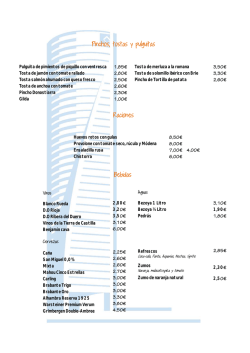 Pinchos, tostas y pulguitas Raciones Bebidas