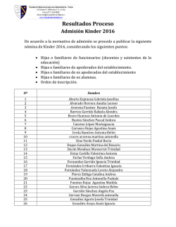 Resultados Proceso Admisi&oacute;n Kinder 2016 - Liceo Santa Marta