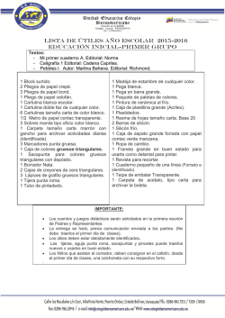 lista de &uacute;tiles a&ntilde;o escolar 2015-2016 educaci&oacute;n inicial