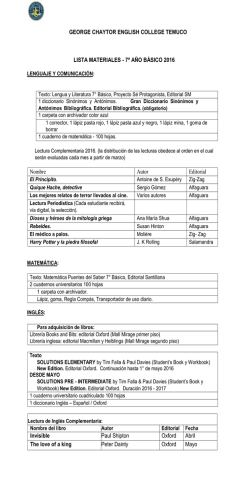 7&ordm; A&Ntilde;O B&Aacute;SICO 2016 Nombre Autor Editorial Invisible Paul Shipton