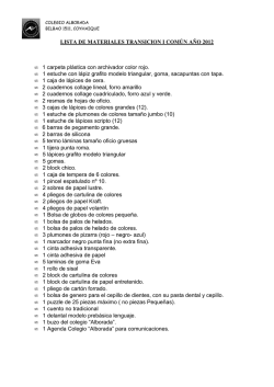 LISTA DE MATERIALES &bull; 1 carpeta pl&aacute;stica con