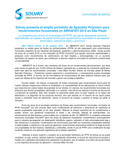 Solvay Features Extensive Portfolio of Specialty Polymers for