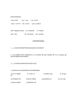 EQUIVALENCIAS 1 kgf = 9.8 N 1 kp = 1 kgf 1 kp = 9.8 N 1 dina
