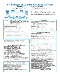 November 15, 2015 - St. Bridget of Sweden Catholic Church