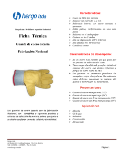 Ficha T&eacute;cnica Guante de cuero oscaria Fabricaci&oacute;n