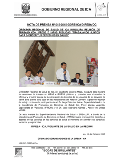 &ldquo;bodas de brillantes&rdquo; nota de prensa n&ordm; 015-2015-gore