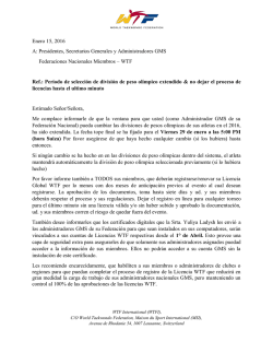 Enero 15, 2016 A - World Taekwondo Federation