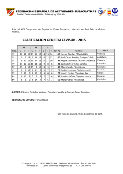 CLASIFICACION GENERAL CEVISUB - 2015