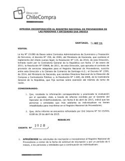 Resoluci&oacute;n Proveedores Inscritos Marzo 2015