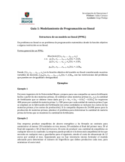 Gu&iacute;a 1: Modelamiento de Programaci&oacute;n no lineal