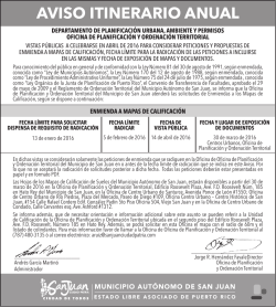 AVISO ITINERARIO ANUAL - Municipio Aut&oacute;nomo de San Juan