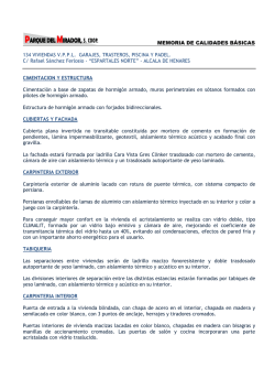MEMORIA DE CALIDADES B&Aacute;SICAS 134 VIVIENDAS V.P.P.L.
