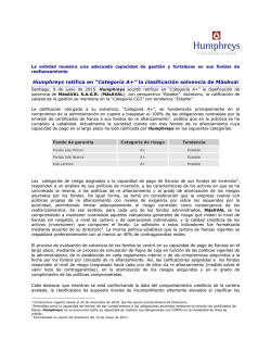 &ldquo;Categor&iacute;a A+&rdquo; la clasificaci&oacute;n solvencia de M&aacute;sAval