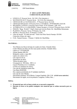 4&ordm; EDUCACI&Oacute;N PRIMARIA CURSO ESCOLAR 2015