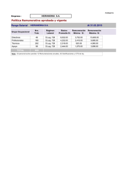 Pol&iacute;tica Remunerativa aprobada y vigente Rango Salarial