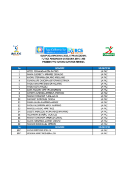 No NOMBRE MUNICIPIO 1 KITZEL FERNANDA COTA PATI&Ntilde;O LA