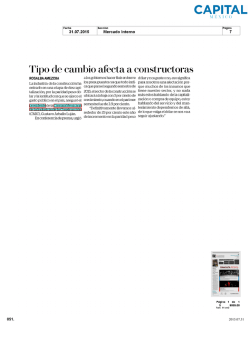 Tipo de cambio afecta a constructoras