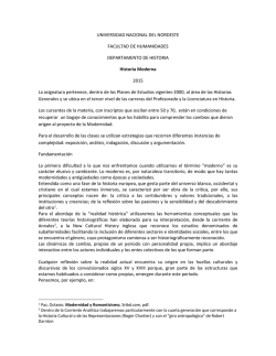 Historia Moderna- 2015 - Facultad de Humanidades-UNNE