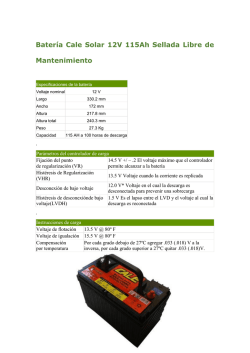 Bater&iacute;a Cale Solar 12V 115Ah Sellada Libre de Mantenimiento