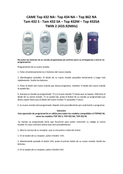 Manual de programaci&oacute;n CAME TOP 432 EV