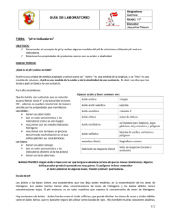 GU&Iacute;A DE LABORATORIO 1/2 TEMA: &ldquo;pH e indicadores&rdquo;