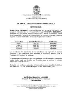LA JEFA DE LA SECCI&Oacute;N DE REGISTRO Y MATR&Iacute;CULA