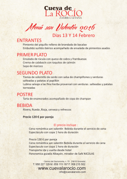 La ROC&iacute;O Men&uacute; san Valentin 2016