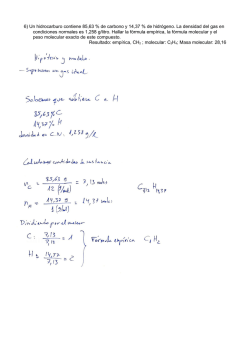 6) Un hidrocarburo contiene 85,63 % de carbono y 14,37 % de