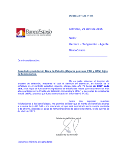 SANTIAGO, 29 abril de 2015 Se&ntilde;or Gerente &ndash; Subgerente