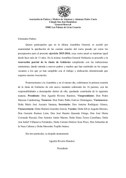 Carta del Presidente - Colegio San Jos&eacute; Dominicas