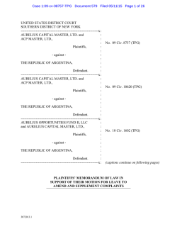 Aurelius Capital`s memo of law in support of its motion for leave to