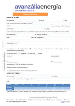 Cambio de titular y potencia editable.