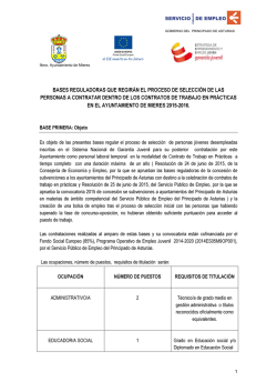 Bases reguladoras que regir&aacute;n el proceso de selecci&oacute;n de las