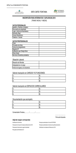 Ficha de inscripci&oacute;n - ISFDCyT Cmte. Fontana