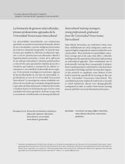 La formaci&oacute;n de gestores interculturales: j&oacute;venes