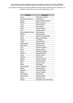 Lista provisional de admitidos para las pruebas al Joven Coro de la