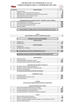 Tarifas Colonia 2015-2016